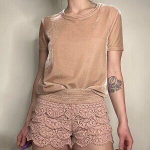 Nude Pink Velvet T-shirt